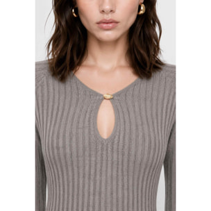 Kocca - Abito in maglia a coste con scollo a goccia Donna