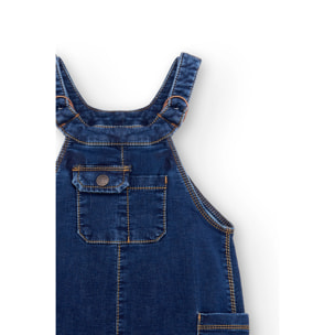 Salopette Da Bambino In Denim Scuro Con Tasche