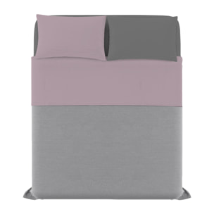 COMPLETO LETTO NATURAL COLOUR MADE IN ITALY COTONE-ROSA ANTICO/FUMO MATRIMONIALE