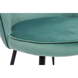 Chaises design en tissu velours vert céladon et métal noir (lot de 2) SERIF