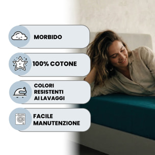 LENZUOLO SOTTO CON ANGOLI MAX COLOR, 100% COTONE MADE IN ITALY - MATRIMONIALE