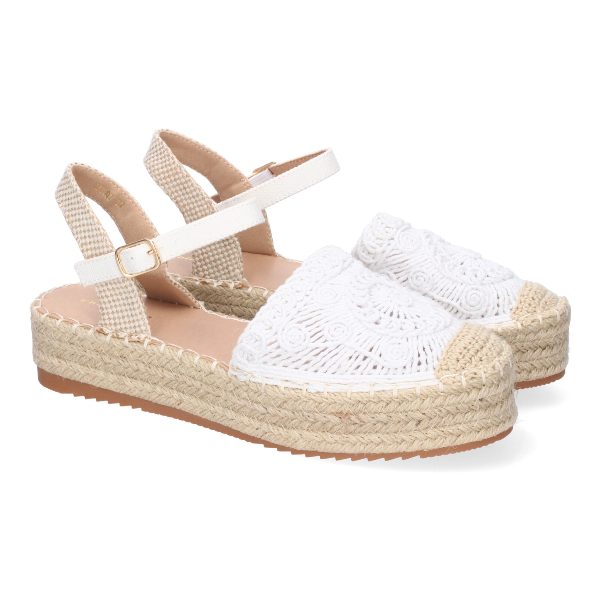 Sandalia de Plataforma para Mujer, Comoda, Forrada de Yute, Pala Cerrada y Entrelazada