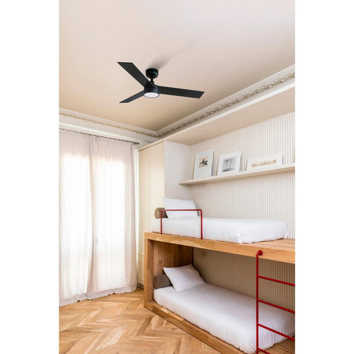 RUDDER S LED Ventilatore a soffitto nero/noce