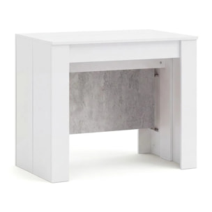 Mesa consola extensible en blanco artik y gris cemento 50-235x90 cm Denis Blanco Artik (Blanco Mate) - Gris Cemento