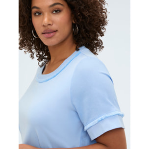 Fiorella Rubino - Camiseta bimaterial en mezcla de lino - Light - blue