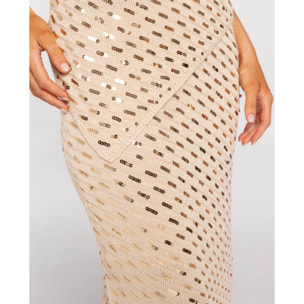 Falda midi de punto con lentejuelas