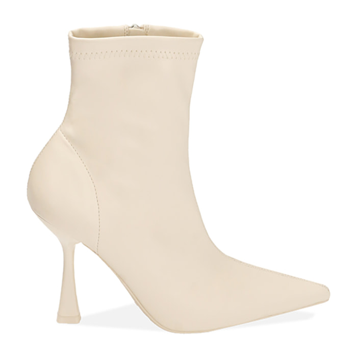 Botines color crema, tacón de 9,5 cm