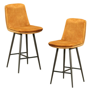 Chaise de bar en velours doré (lot de 2) OKA