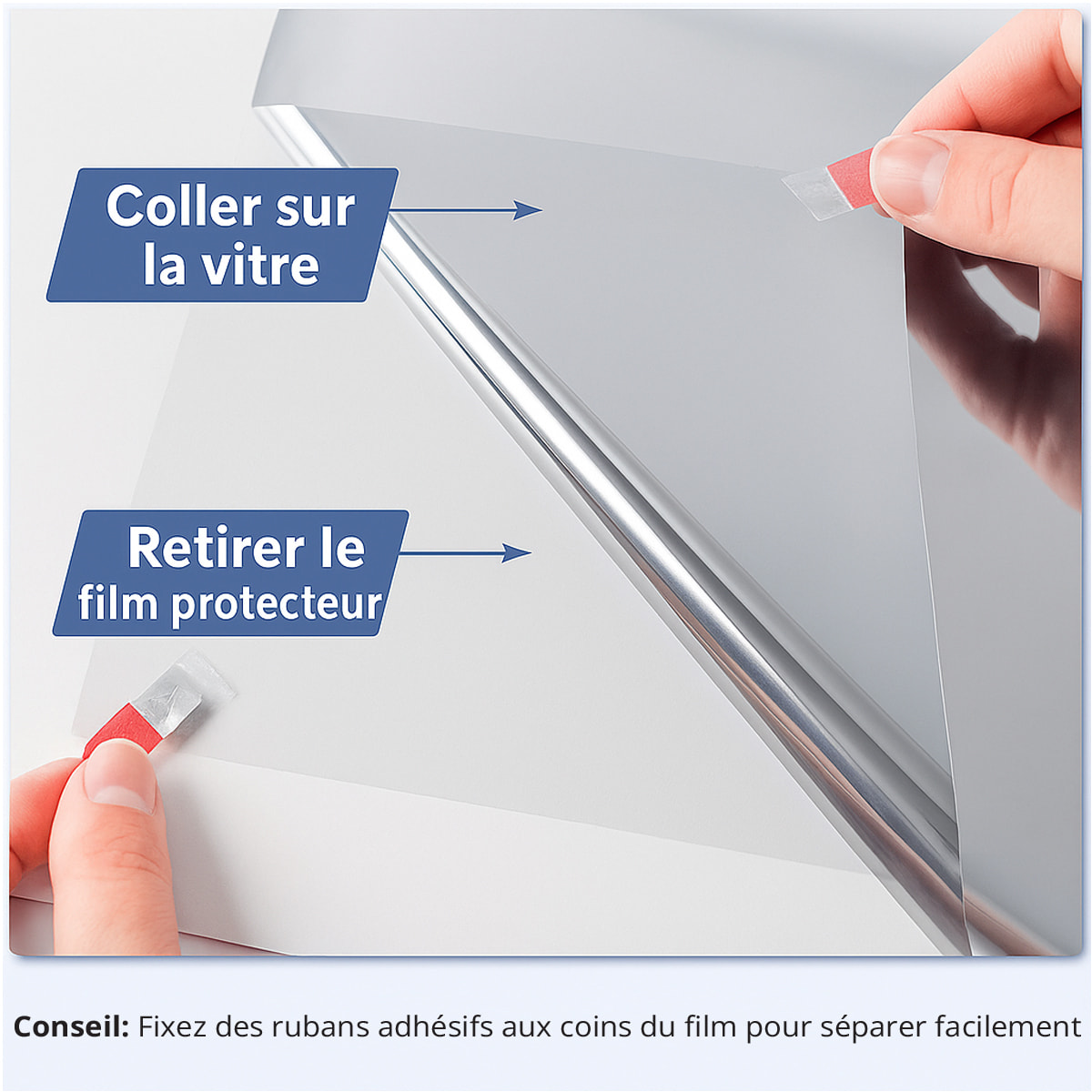 Film adhésif miroir privatif pour fenêtre au mètre - Film vitre occultant effet miroir - Anti-Regard Anti-UV Anti-Chaleur