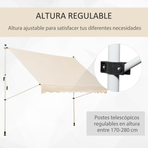 Toldo Portátil Balcón Plegable de Aluminio 3x1.5m Beige