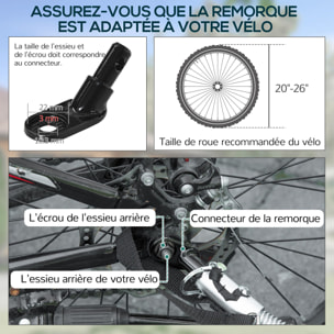 Remorque vélo remorque de transport pour vélo pliable 70L 139L x 71,5l x 49H cm barre d'attelage universelle acier noir