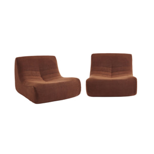 Lot de 2 fauteuils chauffeuses en bouclette texturée terracotta style contemporain 1 place
