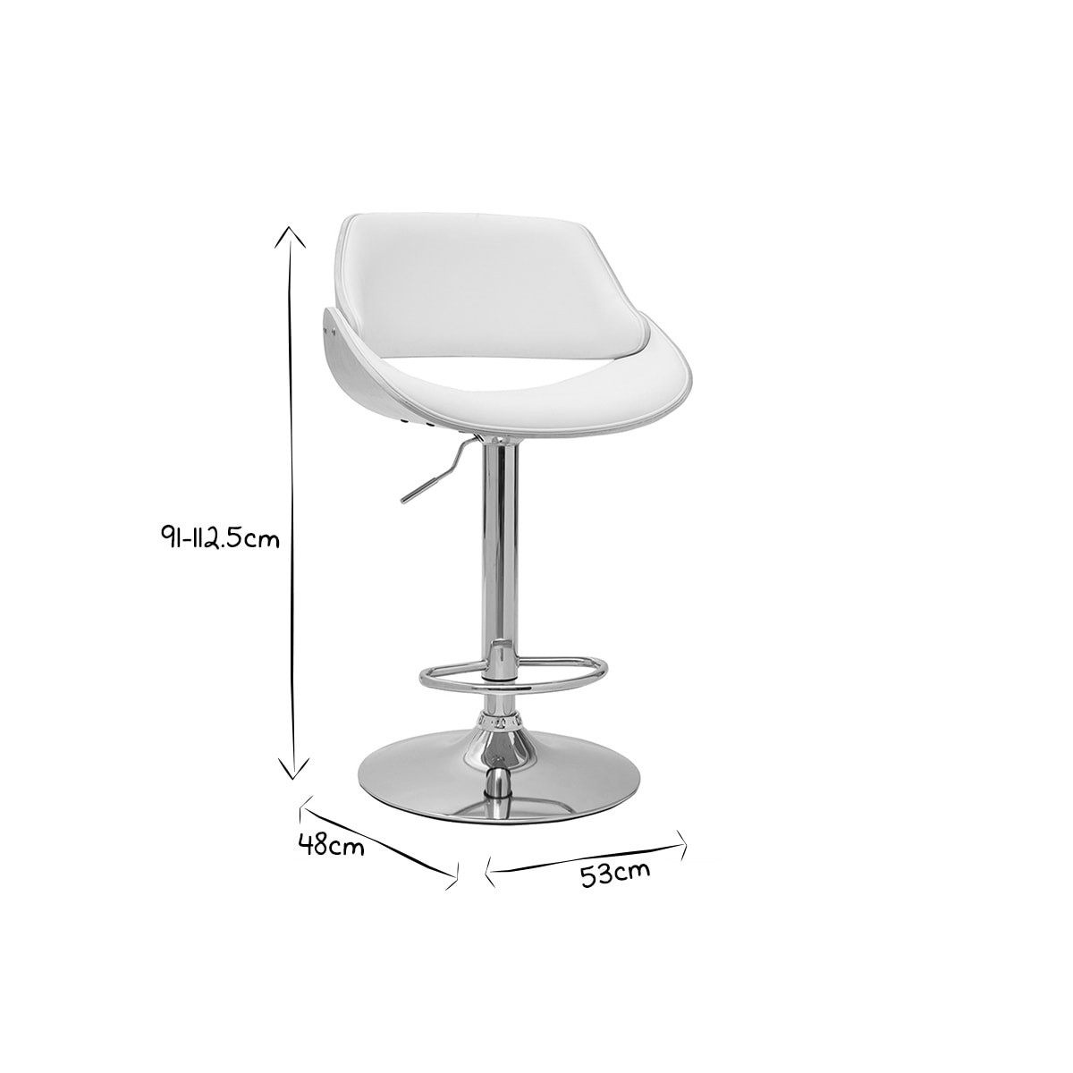 Tabouret de bar design réglable pivotant 360° blanc et bois clair CLASH