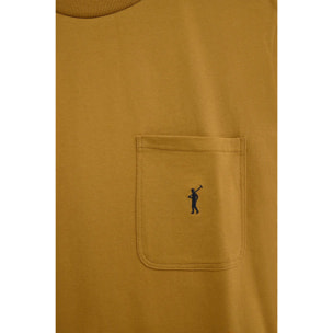 Camiseta color mostaza con bolsillo y logo Rigby Go
