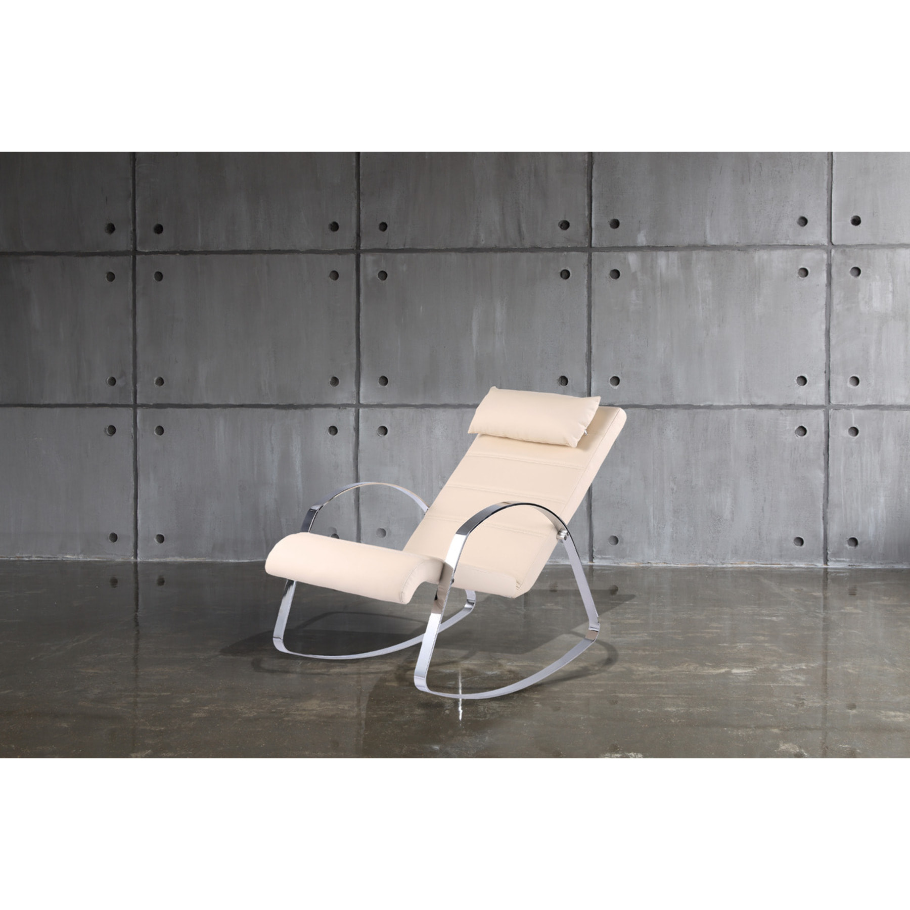 Poltrona relax a dondolo Valentina in ecopelle beige