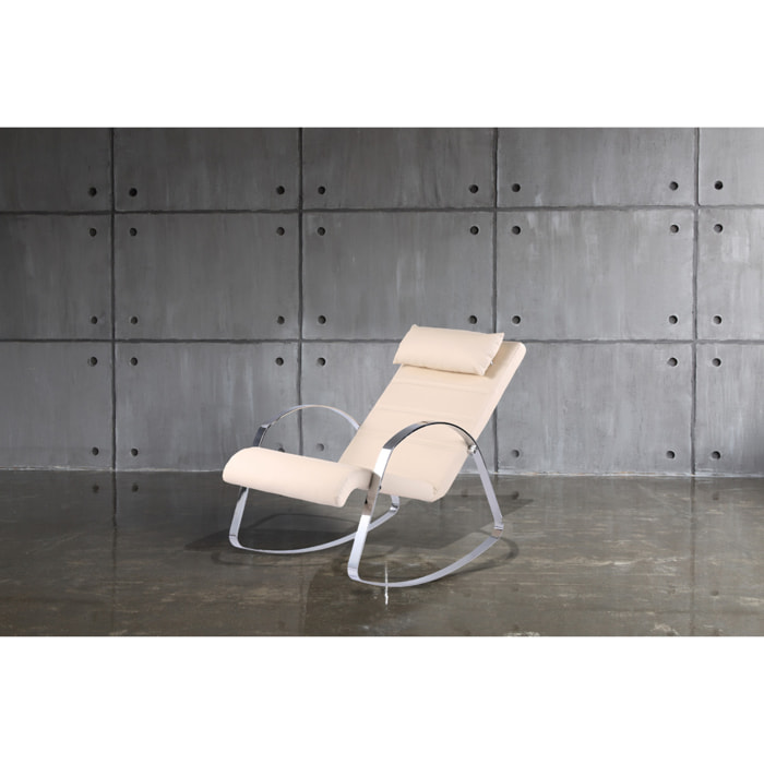 Poltrona relax a dondolo Valentina in ecopelle beige