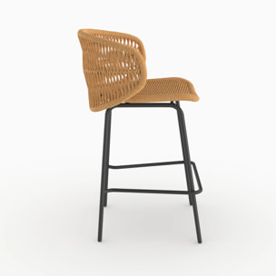 Lot de 2 chaises pour îlot central de jardin 65 cm, rotin synthétique - Lara
