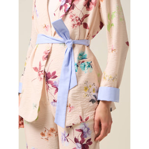 Oltre - Blazer estampado con fajín - Rosa