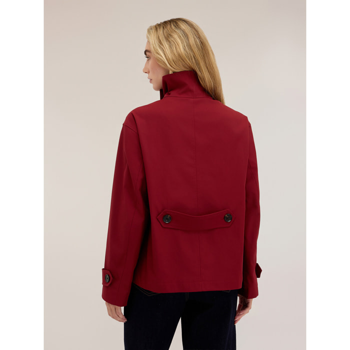 Motivi - Trench doppiopetto con colletto alto - Rosso