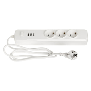 Ciabatta con 3 prese e 3 porte USB