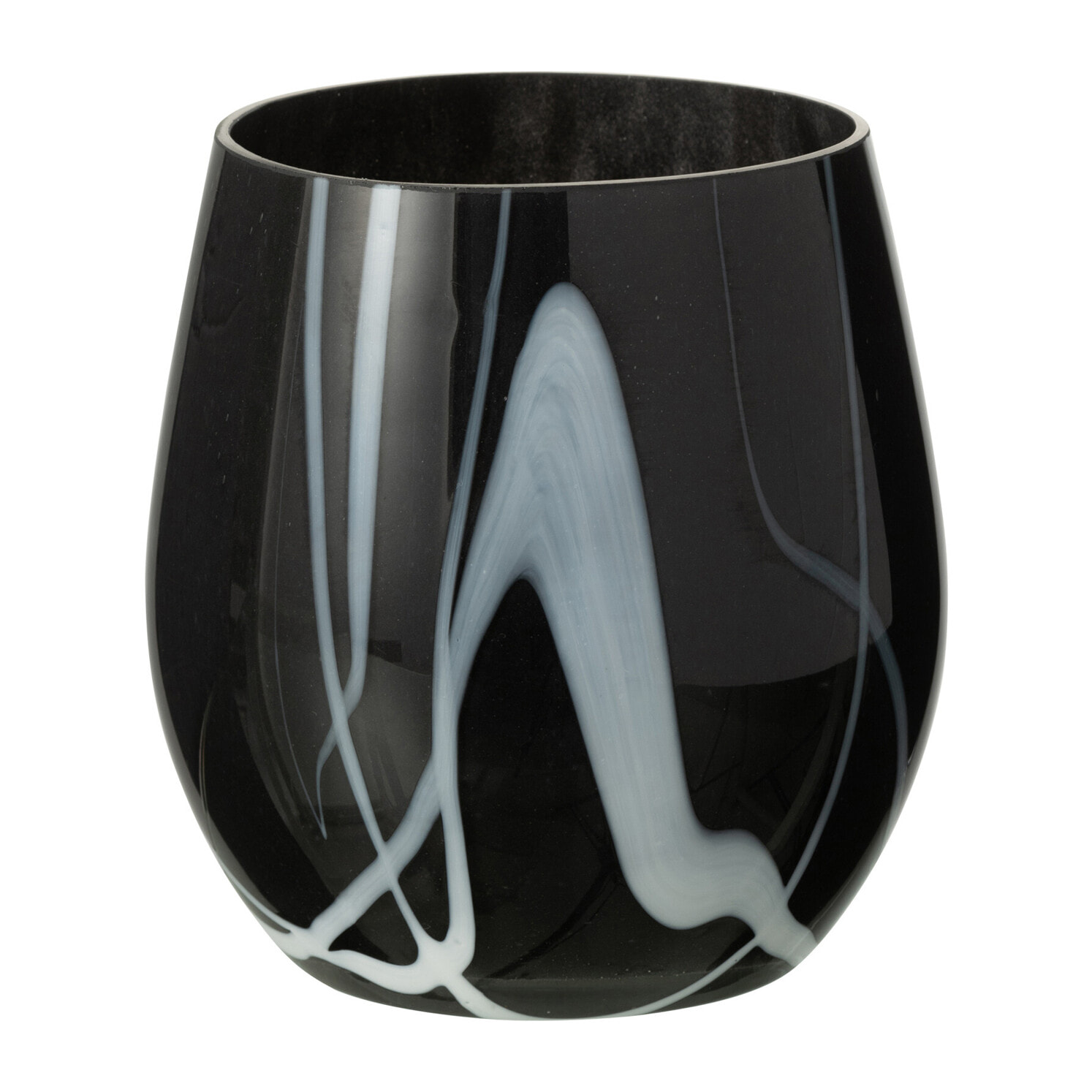 J-Line Photophore Effet Fume Verre Noir/Blanc