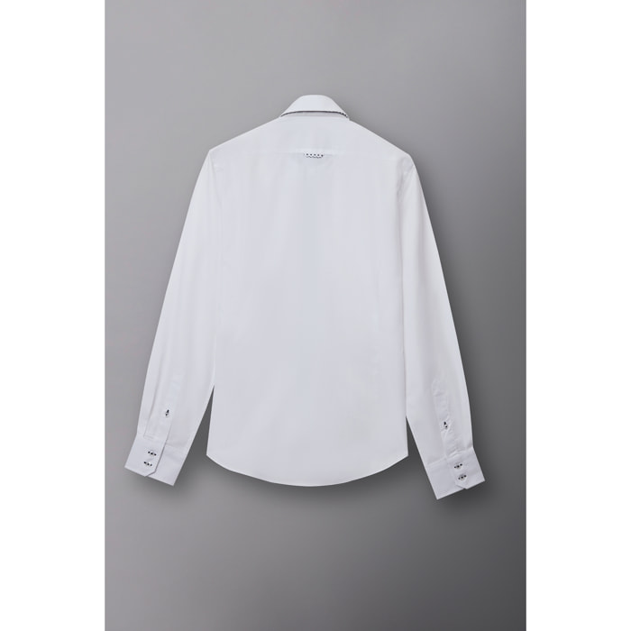 Camicia Uomo 2 Bottoni Button Down 7bottoni Doppio Coll Oxford Unito Bianco