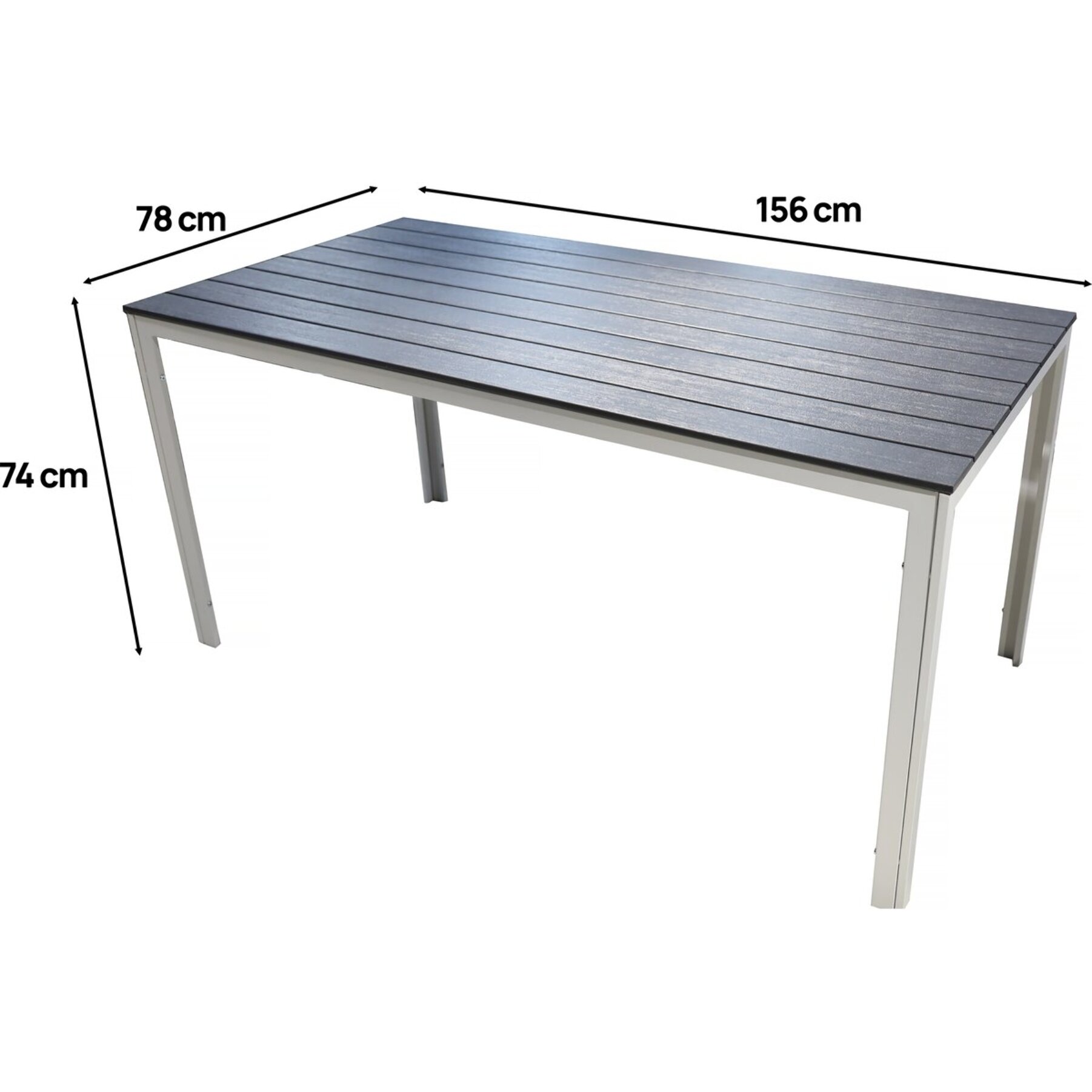 Table de jardin avec lattes en plastique "Majorque"  156 x 78 x 74 cm - Gris