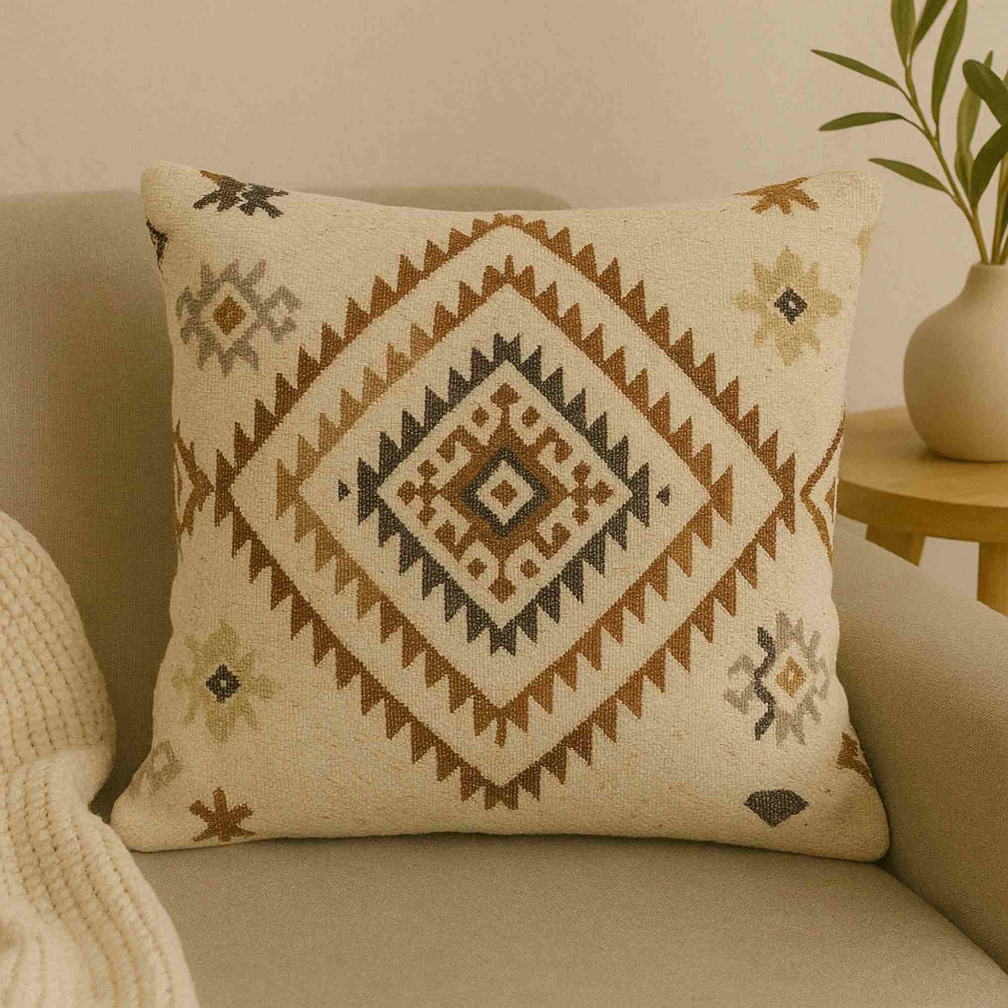 Cojín de algodón con cremallera y estampado KLIM 43x43cm