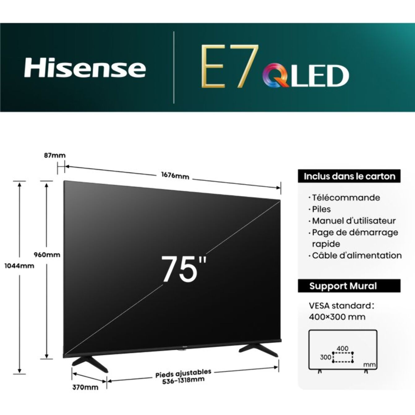 TV QLED HISENSE 75E7NQ 2024