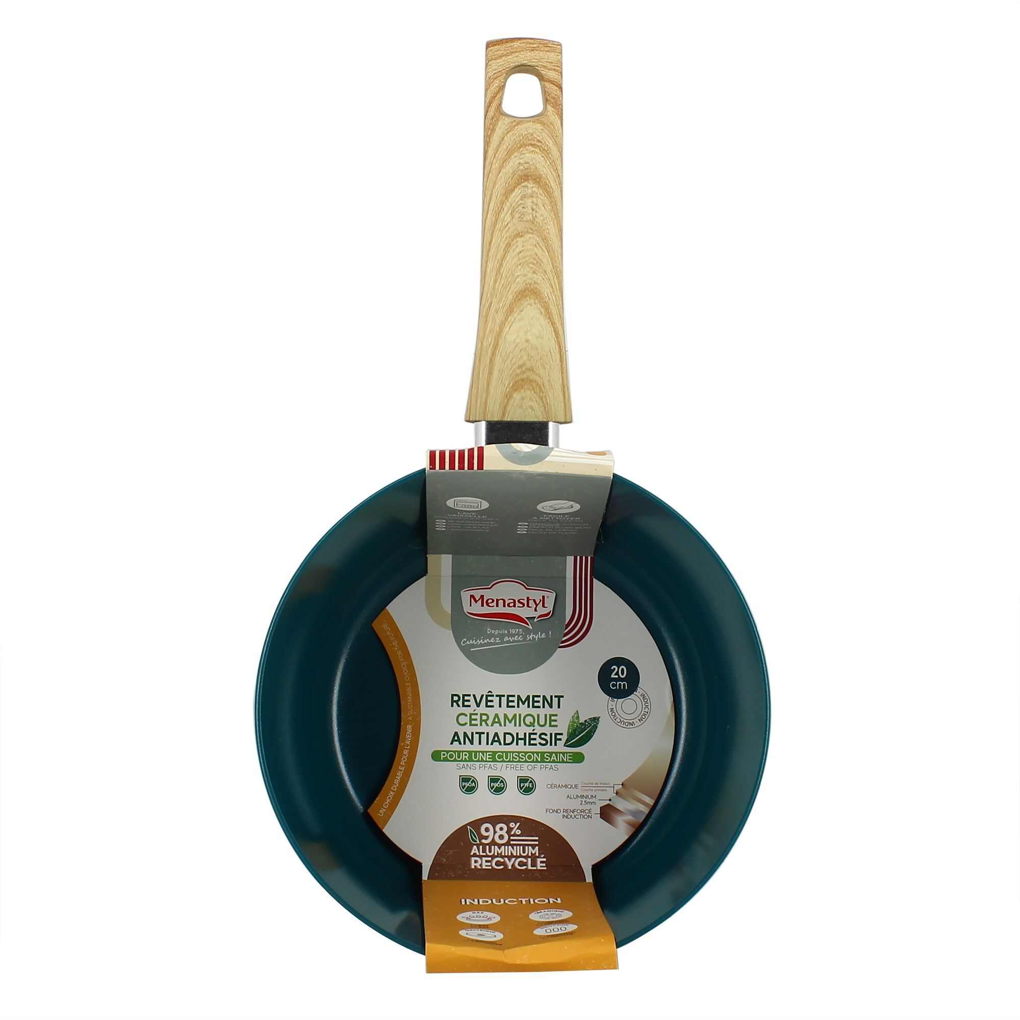 Casserole 20cm en aluminium recyclé bleu canard - tous feux COLORAMA