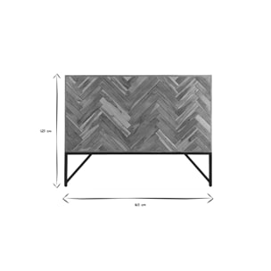 Tête de lit à motifs chevrons en bois massif et métal noir L165 cm STICK