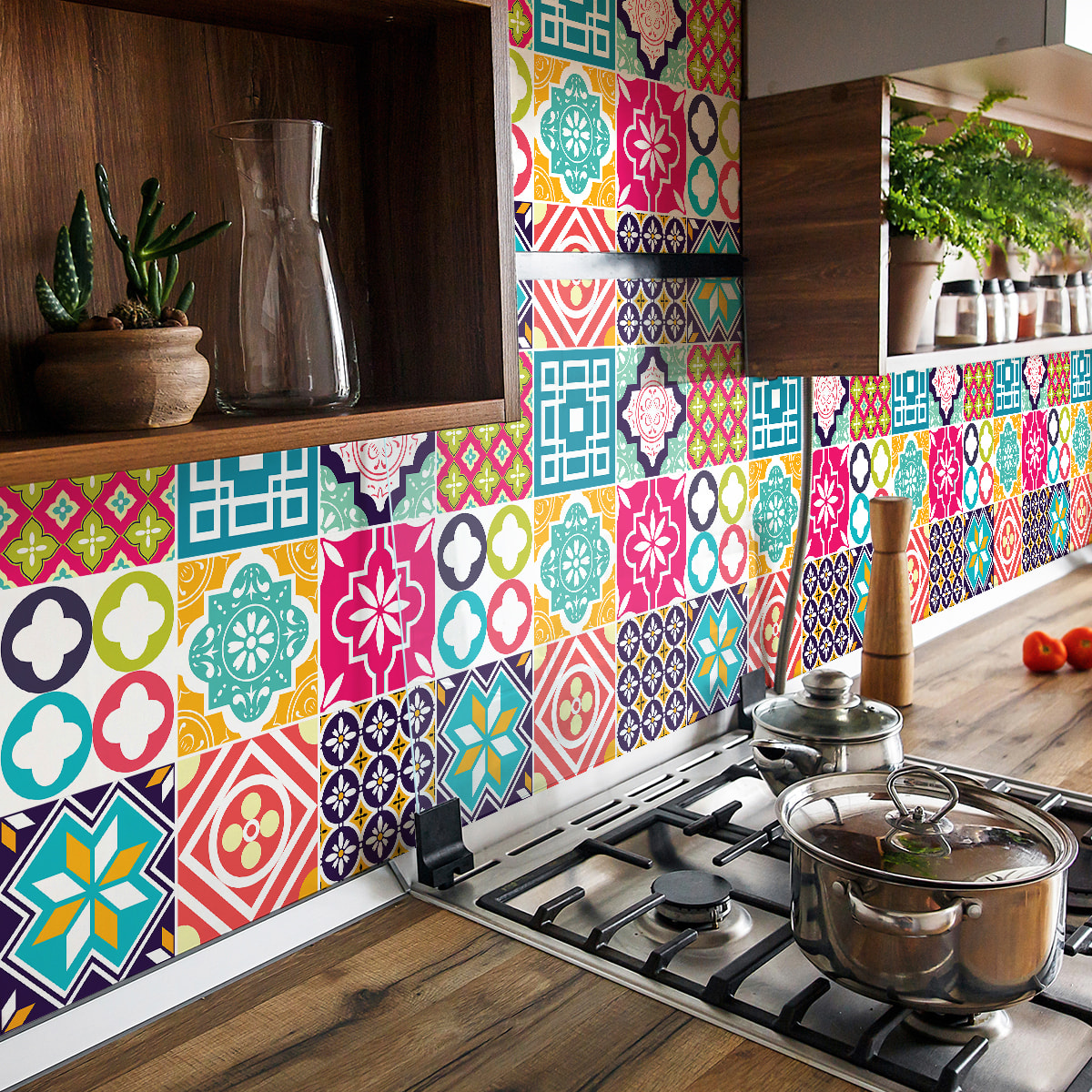 Stickers muraux - Sticker Mural Carrelage adhésif Cuisine Salle de Bain - 9 STICKERS CARRELAGES SADRINIO