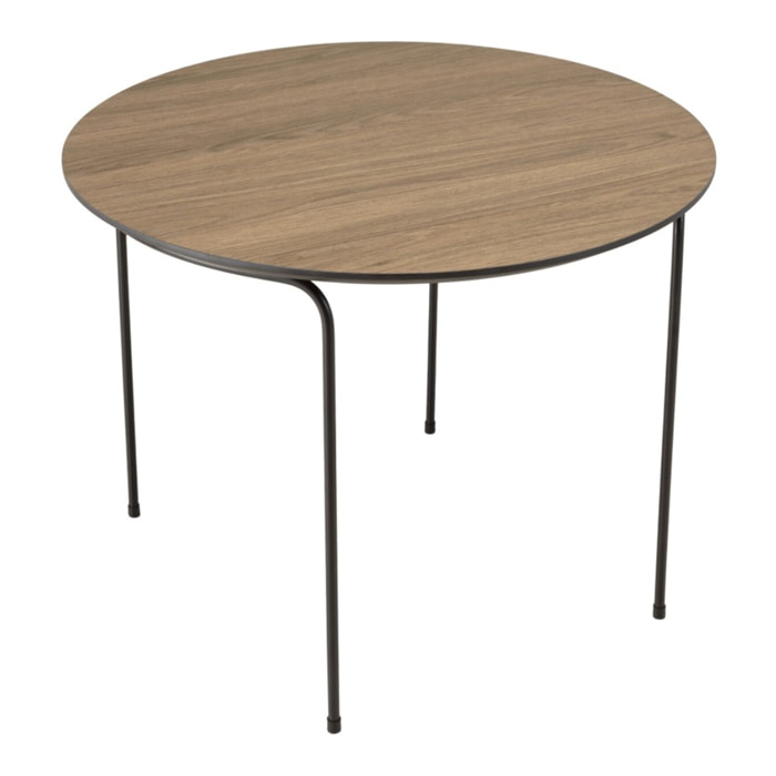 JULIA - Table basse ronde 60x60cm, couleur mocha, pieds métal noir