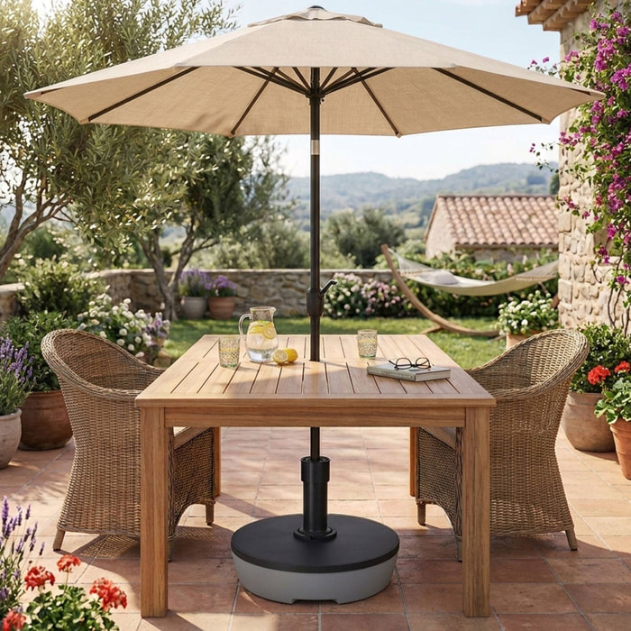 Base para parasol, 20l, 49,5x14,5cm, gris oscuro, rellenable 20kg agua/32kg arena
