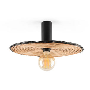 COSTAS 400 H140 Lampe applique/plafonnier noire/rotin