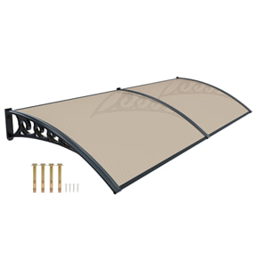 Pensilina Per Copertura In Policarbonato Alveolare Tettoia Modulabile Per Esterno Porte Balcone Finestre Elegante Resistente Fumè 100 x 300 cm