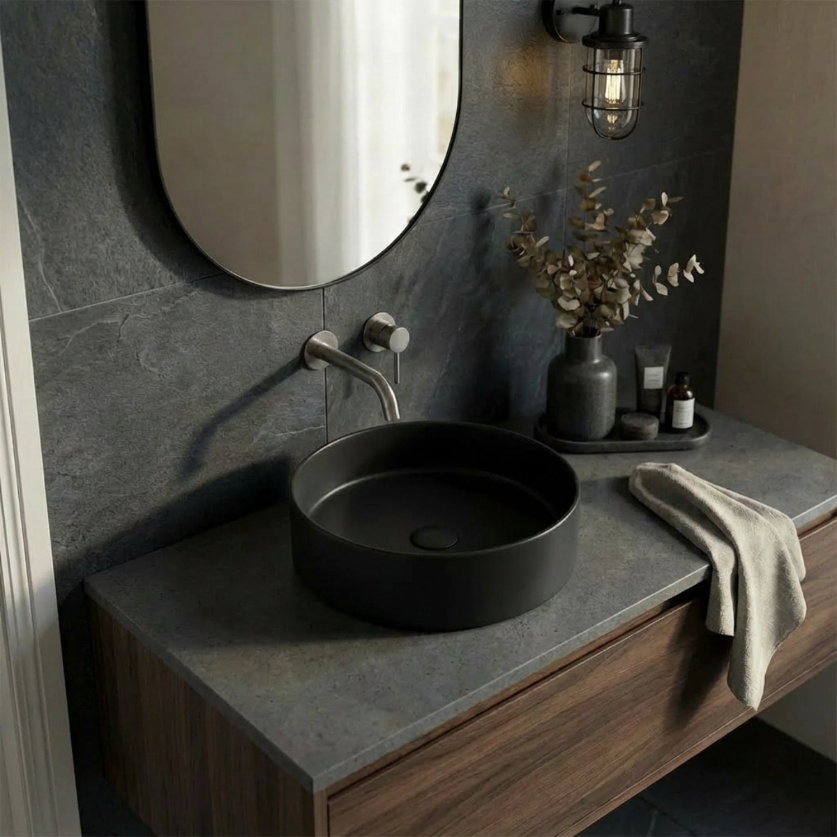 Vasque a poser ronde 36 cm hauteur 12,5 cm sans trop-plein noir mat PixL (CEPX3636BKM)