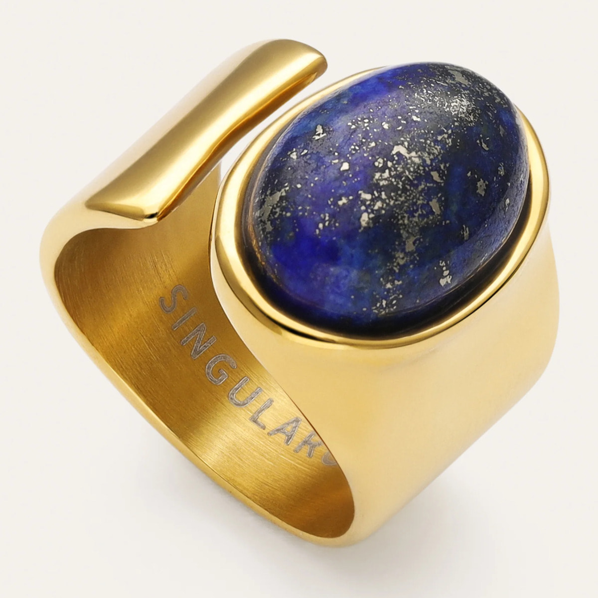 Anello Índigo Blu Acciao Placcato Oro