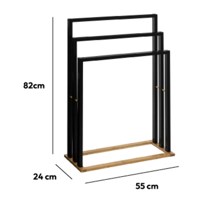 Porte-serviettes sur pieds "Naturéo" noir