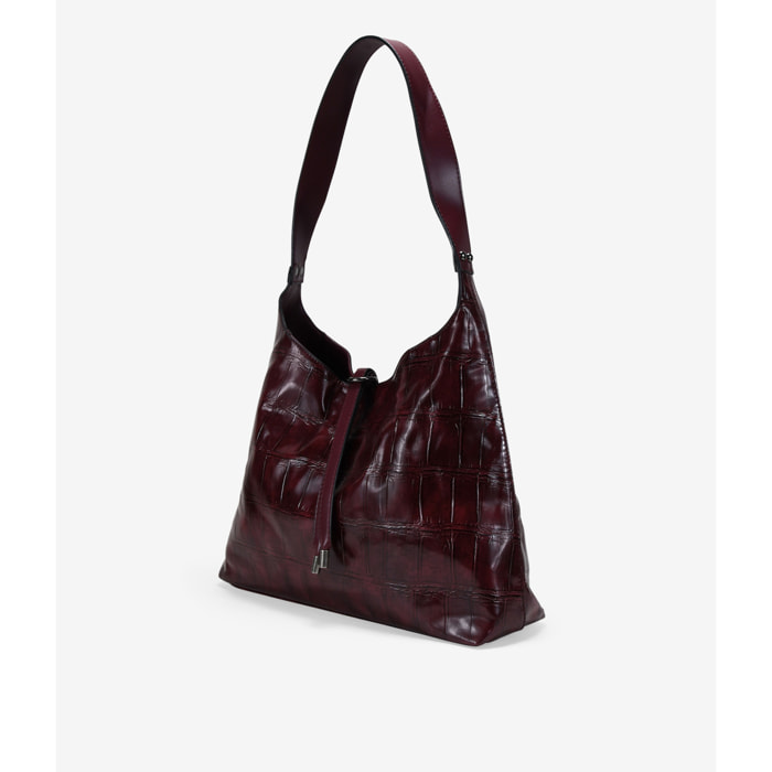 Bolso de hombro burdeos efecto cocodrilo