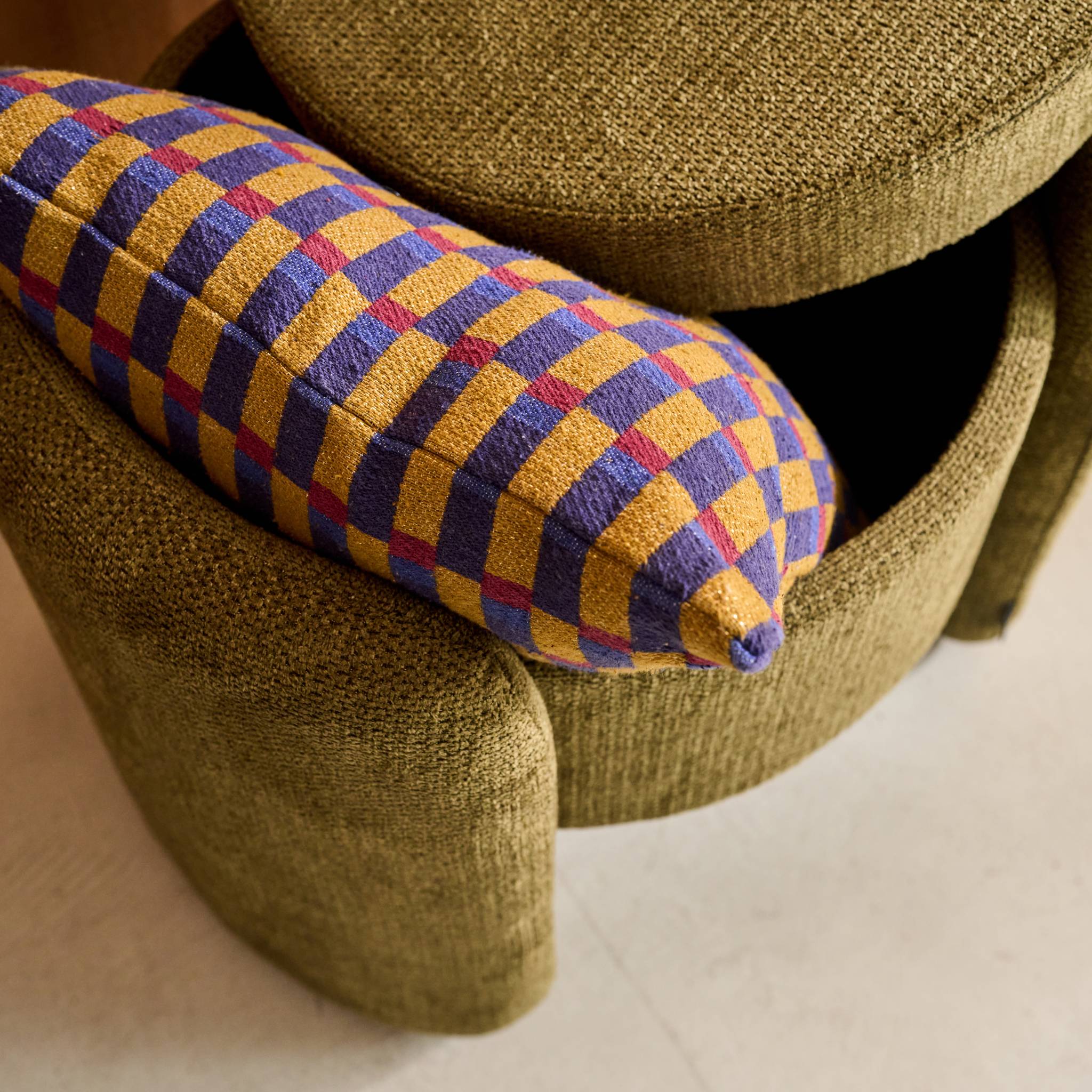 Tabouret coffre contemporain tissu KALO