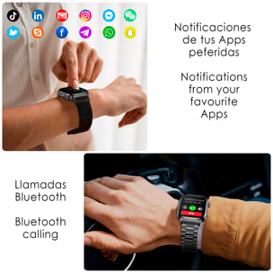 Smartwatch TK18. Llamadas Bluetooth con funciones avanzadas de salud: medición de glucosa, lípidos y ácido úrico, temperatura corporal, ECG, EDA, micro examen físico y composición corporal.