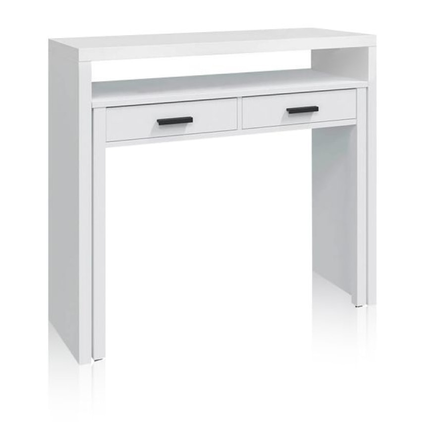 Mesa de escritorio extensible Zira Blanco Artik (Blanco Mate) - Negro