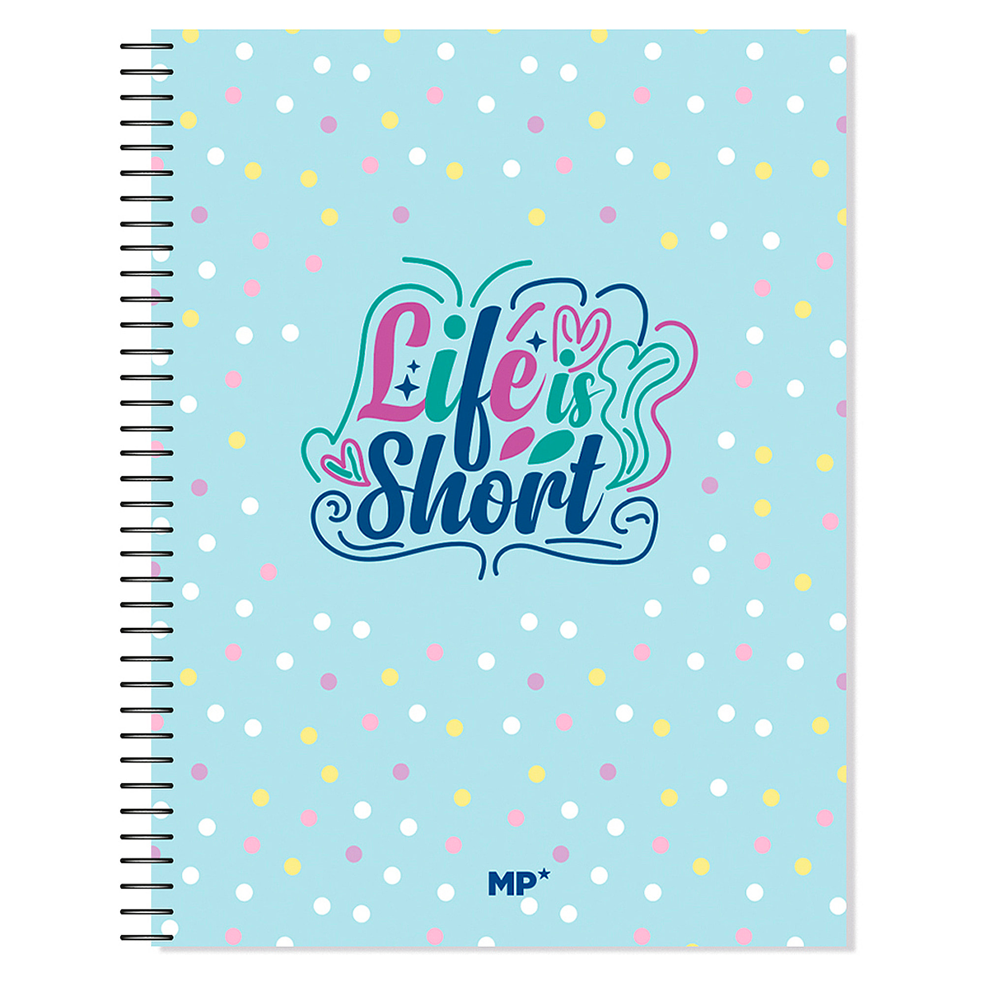PACK 6 UNIDADES CUADERNO EXTRADURA A4 120 HOJAS CUADRICULA DISEÑO LIFE IS SHORT
