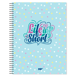 PACK 6 UNIDADES CUADERNO EXTRADURA A4 120 HOJAS CUADRICULA DISEÑO LIFE IS SHORT