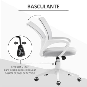 Silla de Oficina de Malla Silla de Escritorio Giratoria con Altura Ajustable Función de Basculante Soporte Lumbar y Reposabrazos Silla para Estudio Carga 120 kg Gris