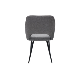 Chaises en tissu effet velours texturé gris et métal noir (lot de 2) LAURETTE