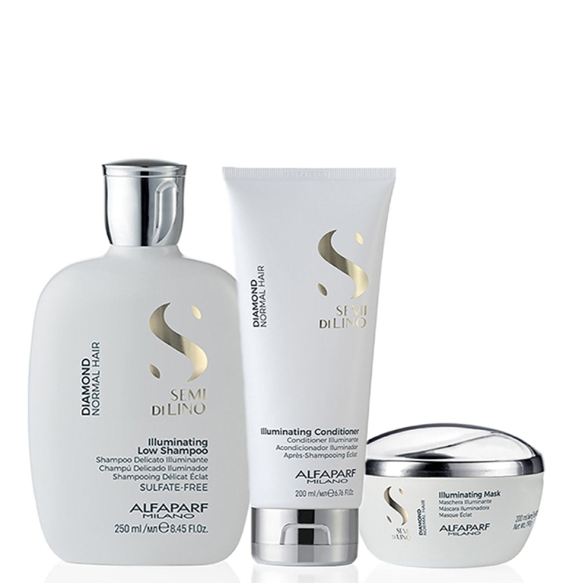 ALFAPARF MILANO Kit Semi Di Lino Illuminating Low Shampoo + Conditioner + Mask