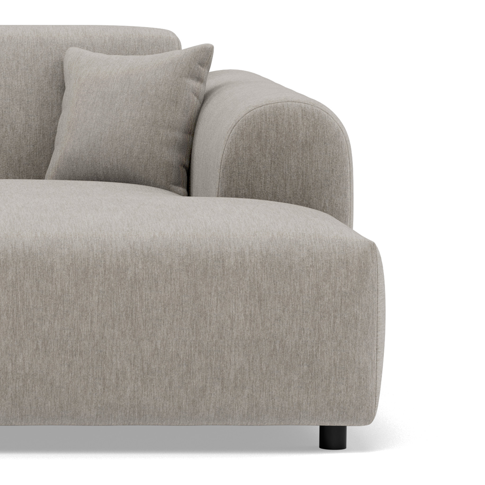 Aumance - canapé droit 4 places avec double méridienne assise profonde en velours texturé - Gris clair