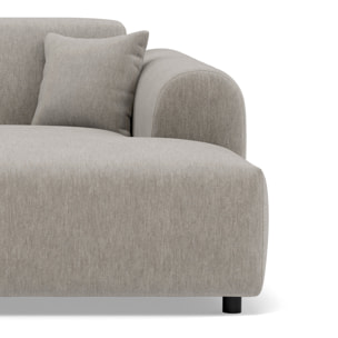 Aumance - canapé droit 4 places avec double méridienne assise profonde en velours texturé - Gris clair